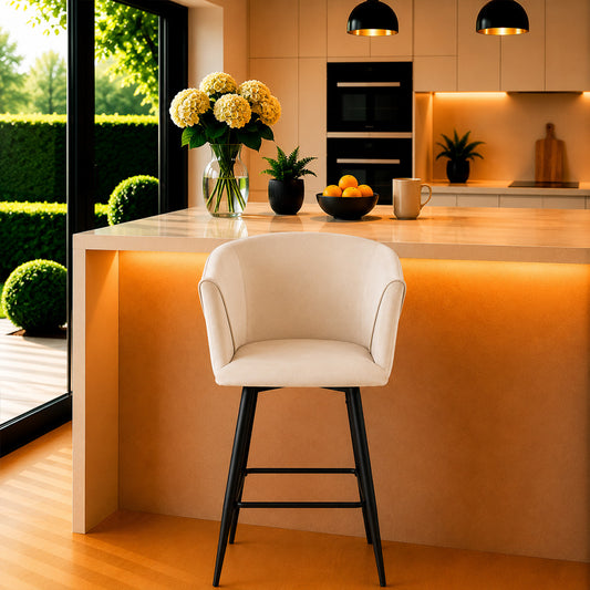 Beige Velvet Bar Stool