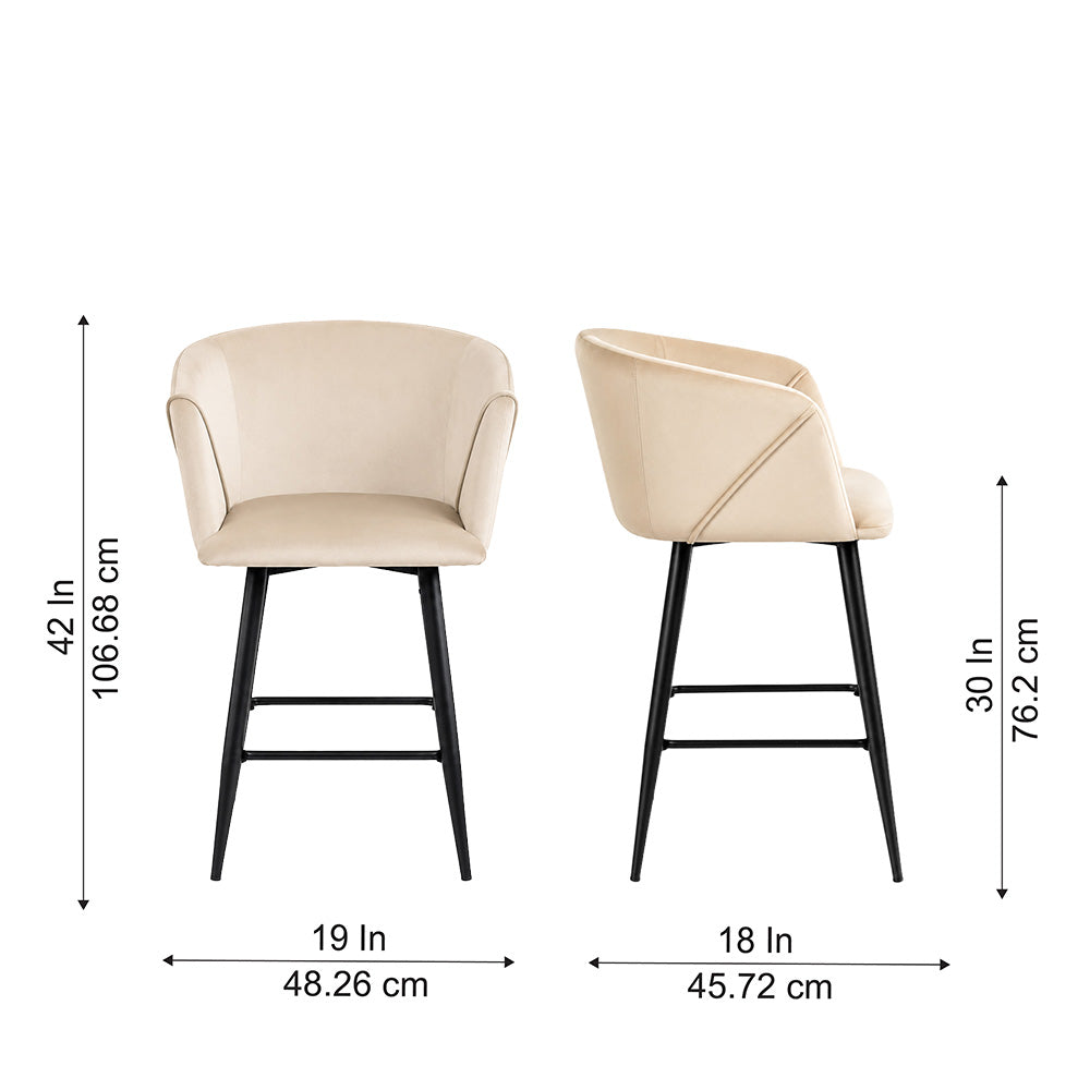 Beige Velvet Bar Stool