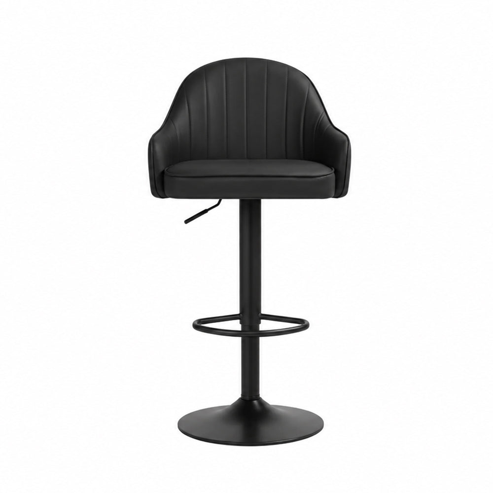 Black Faux Leather Adjustable Bar Stool