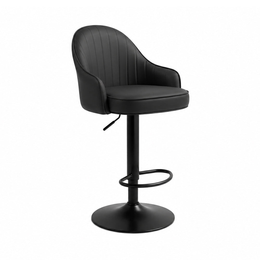Black Faux Leather Adjustable Bar Stool
