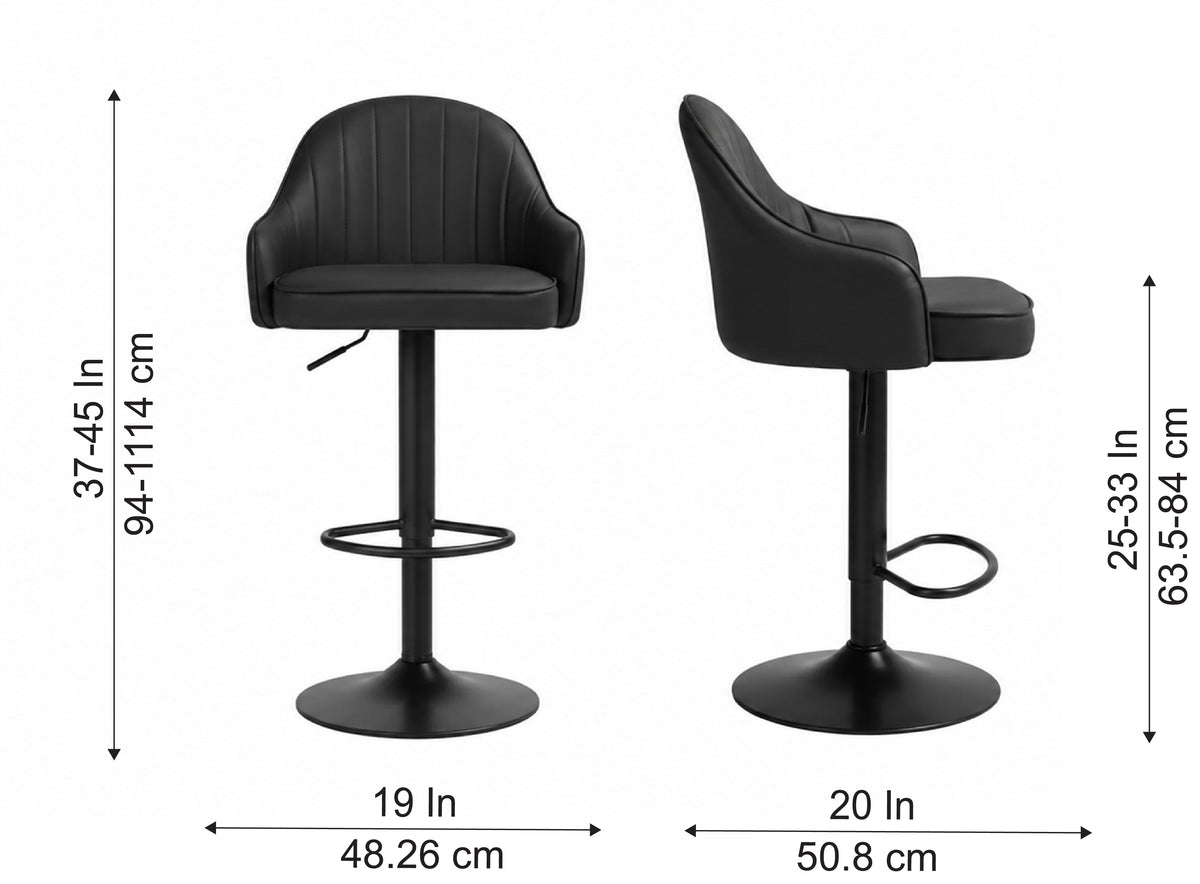 Black Faux Leather Adjustable Bar Stool