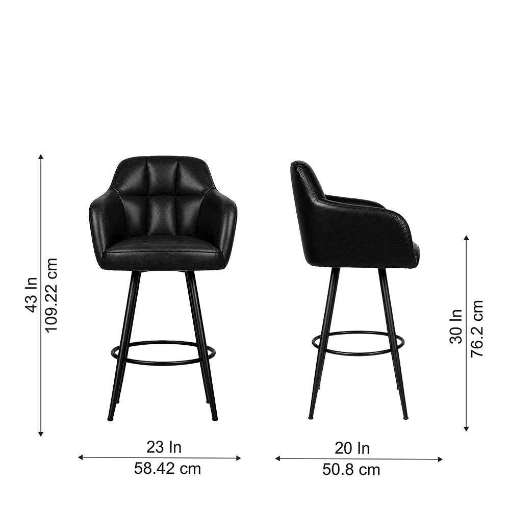 Black Faux Leather Tufted Bar Stool