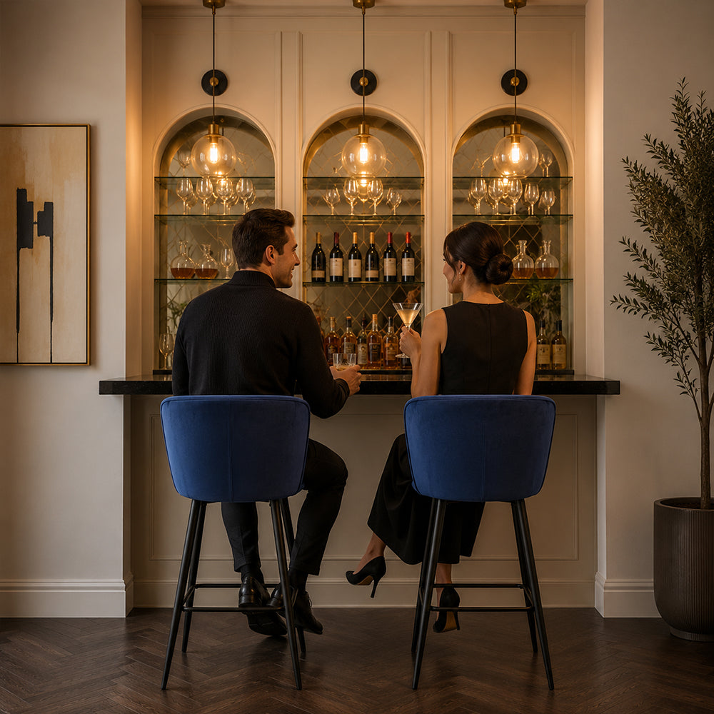 Blue Velvet Bar Stool
