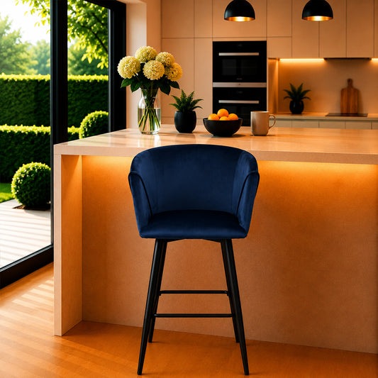 Blue Velvet Bar Stool