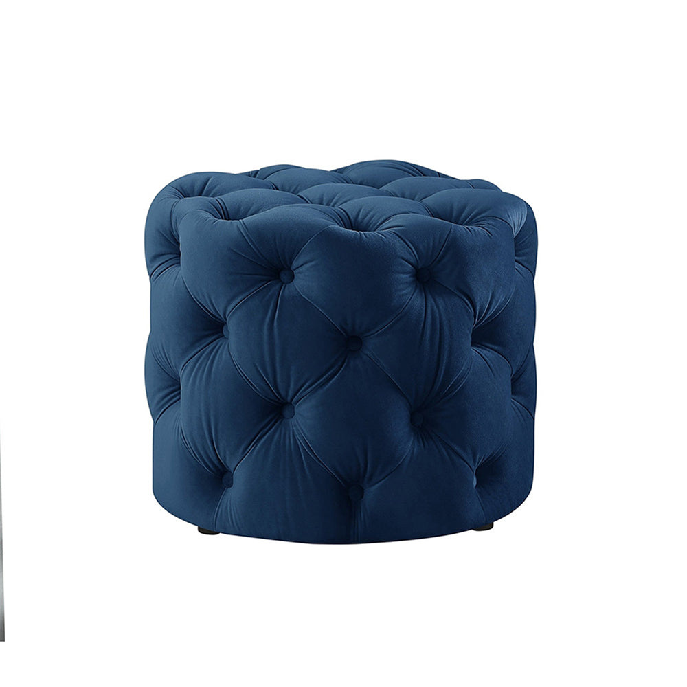 Briana Blue Velvet Ottoman Cube