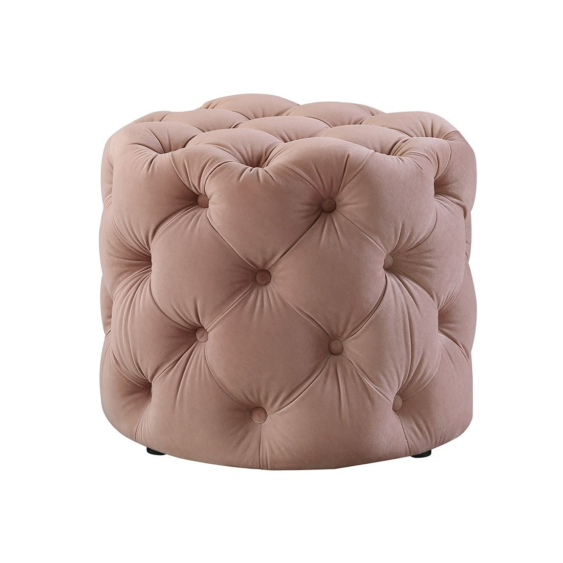 Briana Pink Velvet Ottoman Cube