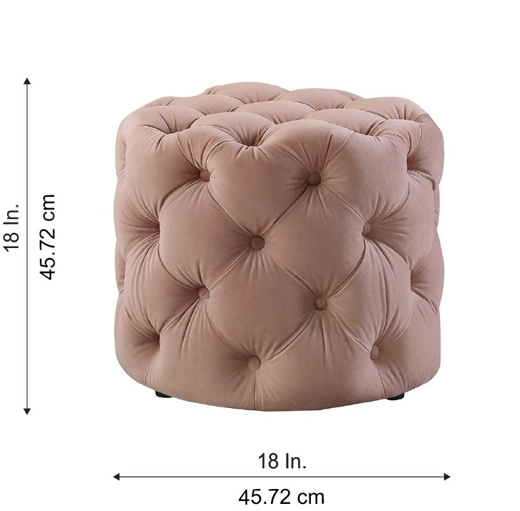 Briana Pink Velvet Ottoman Cube