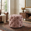 Briana Pink Velvet Ottoman Cube
