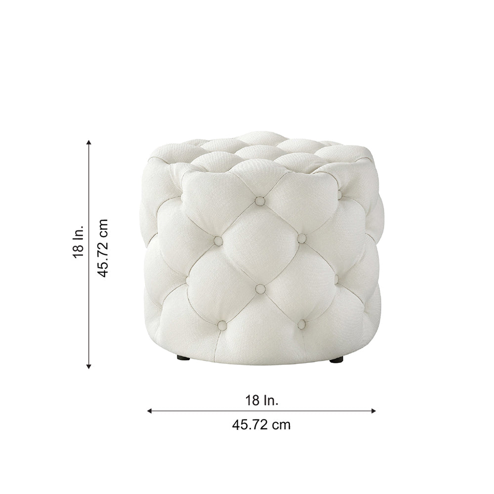 Briana White Velvet Ottoman Cube