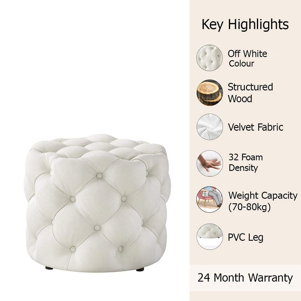 Briana White Velvet Ottoman Cube