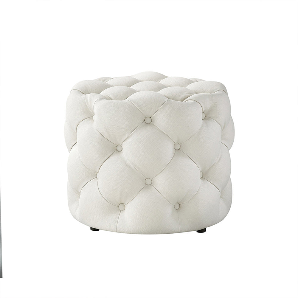 Briana White Velvet Ottoman Cube