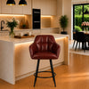 Brown Faux Leather Tufted Bar Stool