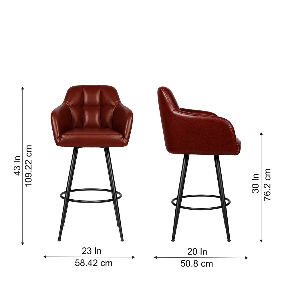 Brown Faux Leather Tufted Bar Stool