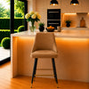 Brown Upholstered Bar Stool with Gold Accents
