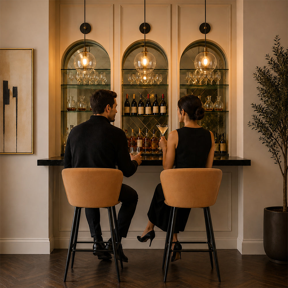 Brown Velvet Bar Stool