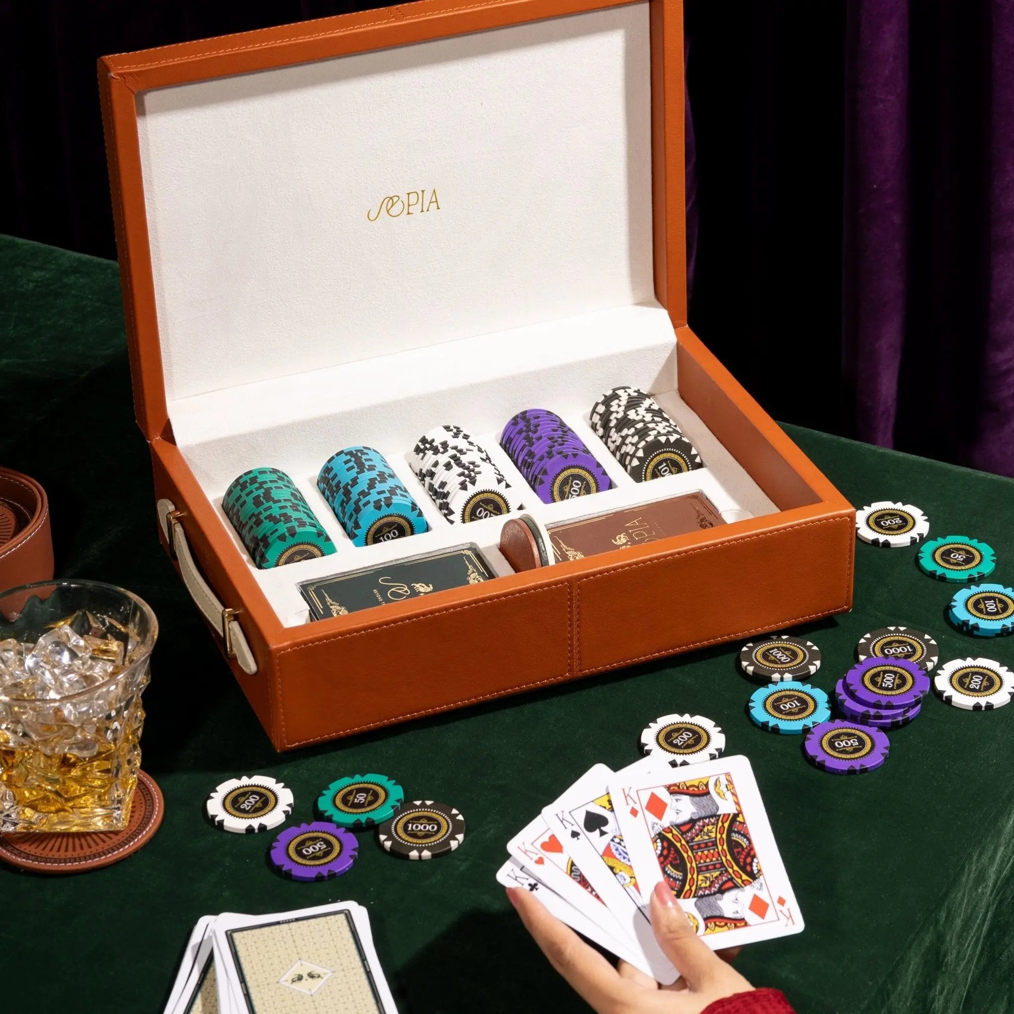 Chateau Small Leather Poker Set (100 Chips) | Luxury Poker Set