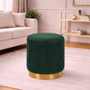 Damato Green Velvet Round Ottoman - Gold Base