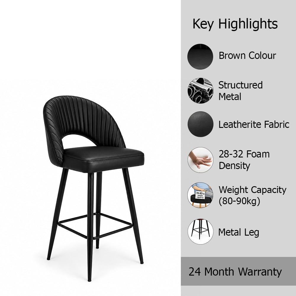 Elmore Black Faux Leather Bar Stool