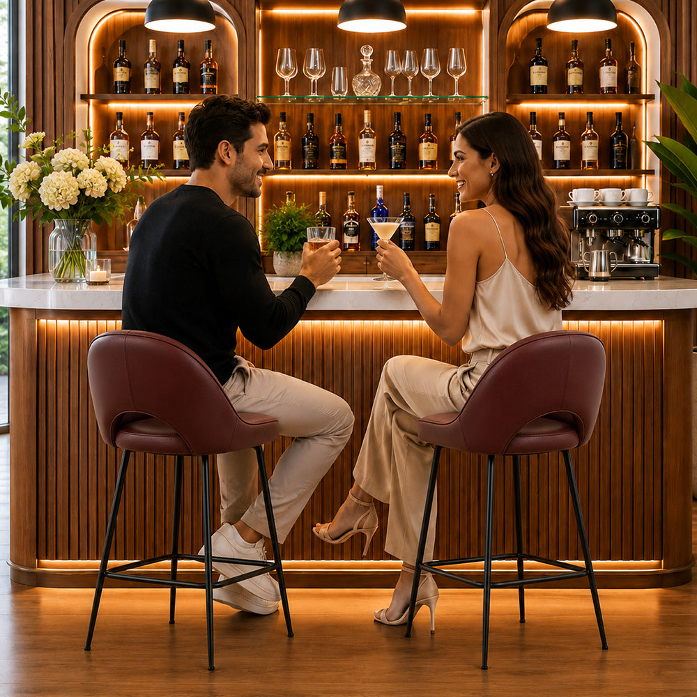 Elmore Brown Faux Leather Bar Stool