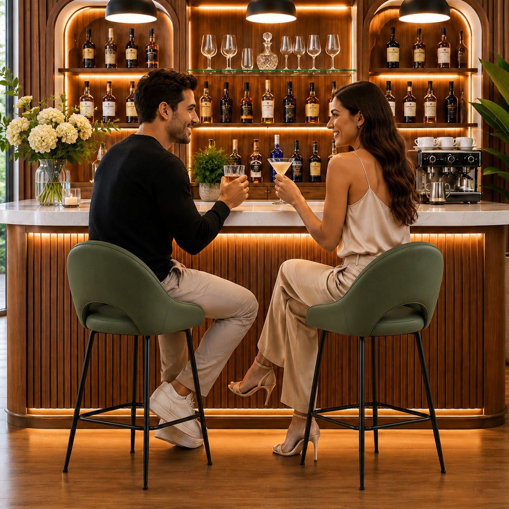 Elmore Green Faux Leather Bar Stool