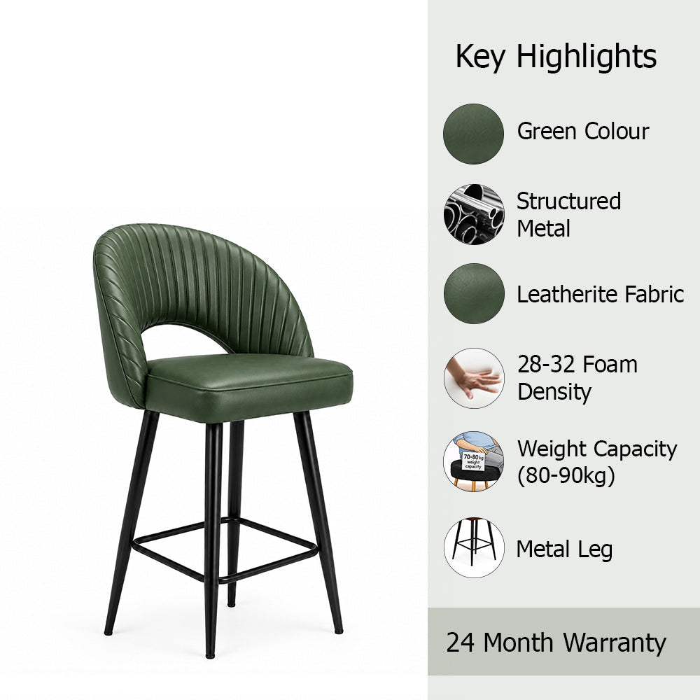 Elmore Green Faux Leather Bar Stool