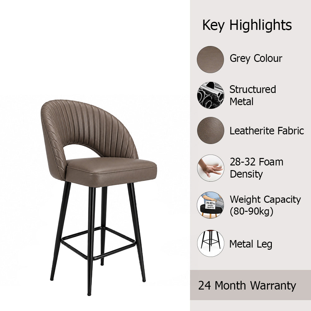 Elmore Grey Faux Leather Bar Stool