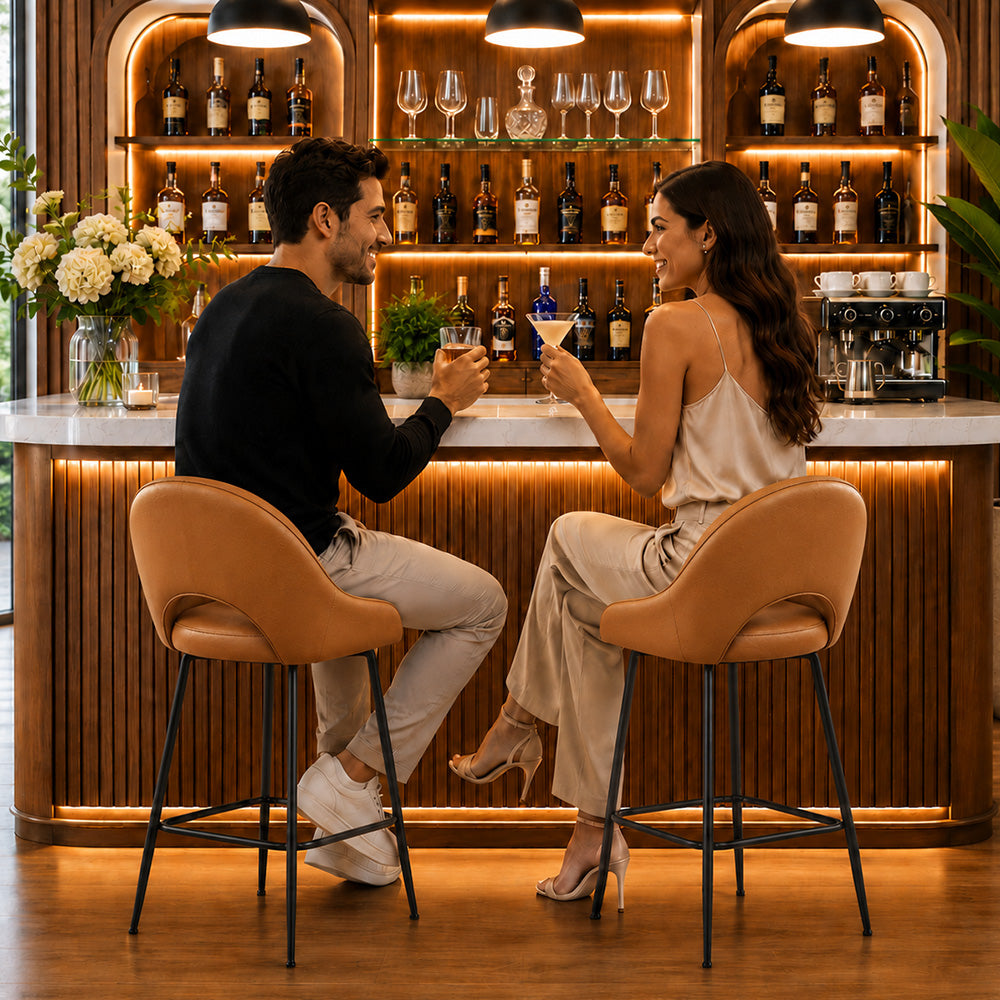 Elmore Tan Faux Leather Bar Stool