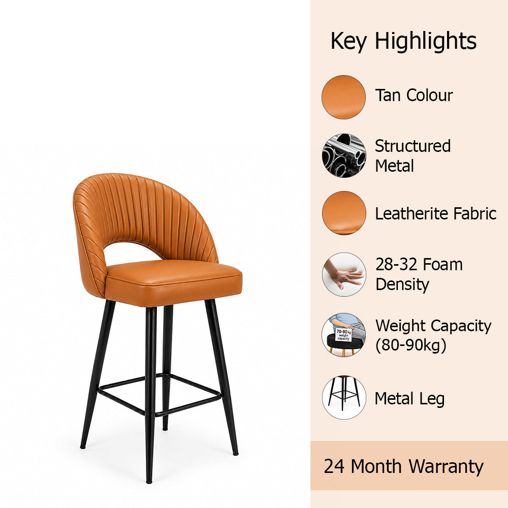 Elmore Tan Faux Leather Bar Stool