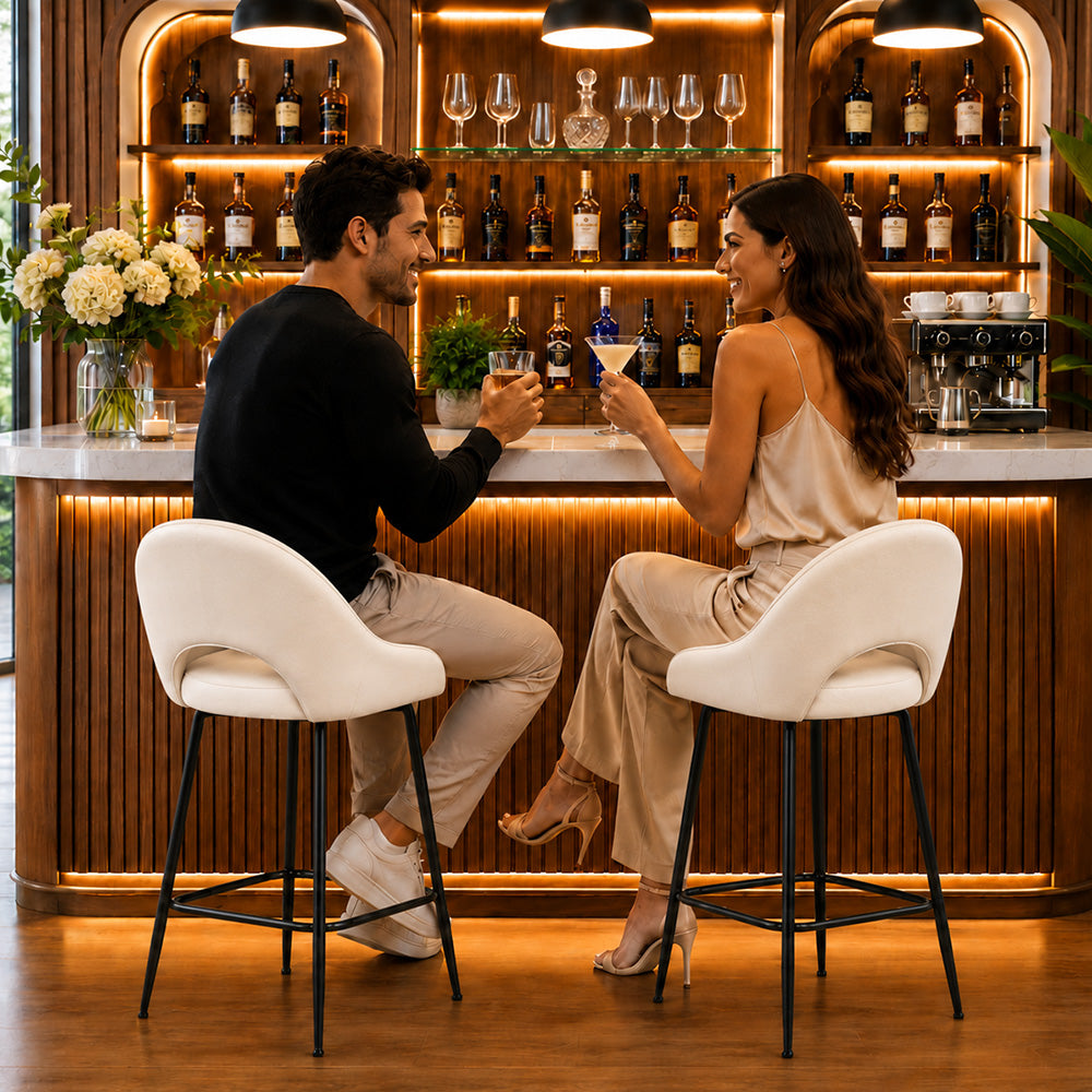 Elmore White Faux Leather Bar Stool