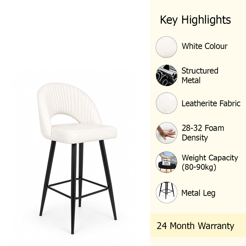 Elmore White Faux Leather Bar Stool