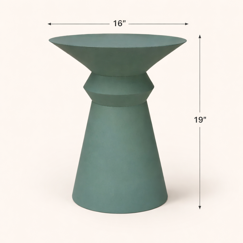 Eucalyptus Form Iron Accent Side Table – Modern Round Pedestal Table