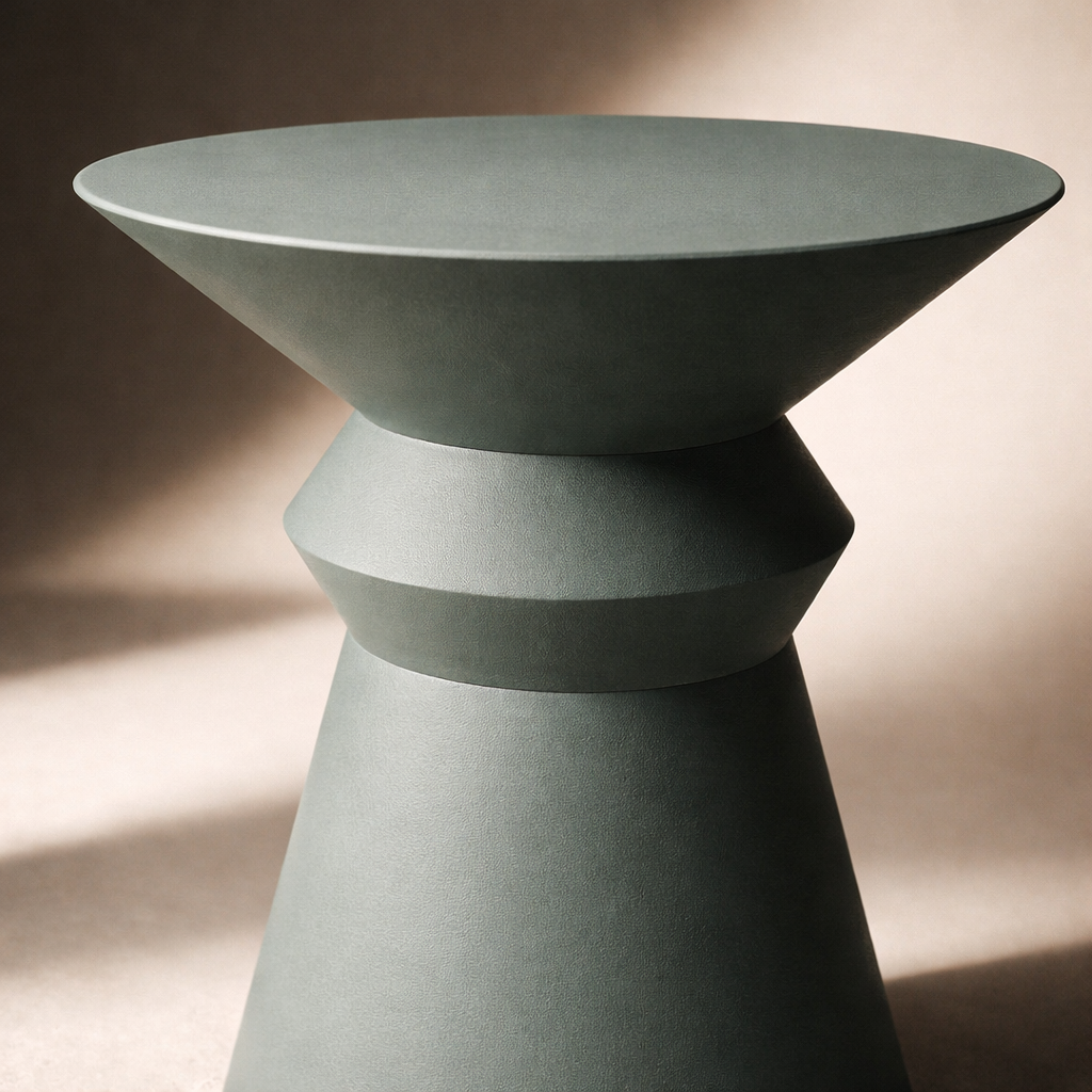 Eucalyptus Form Iron Accent Side Table – Modern Round Pedestal Table