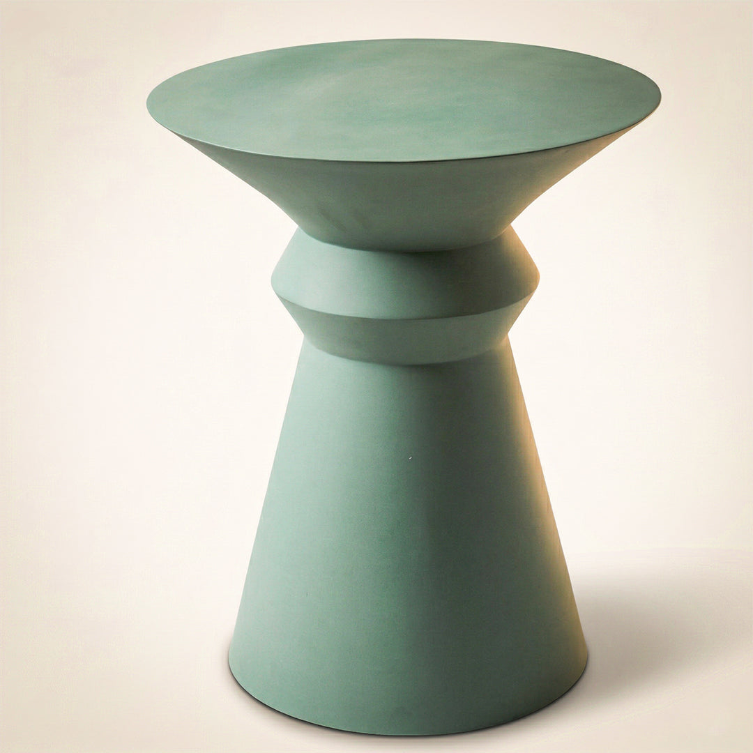 Eucalyptus Form Iron Accent Side Table – Modern Round Pedestal Table