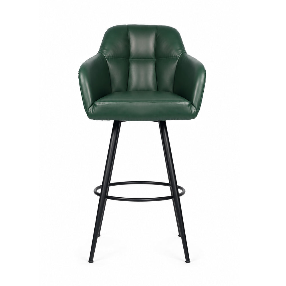 Green Faux Leather Tufted Bar Stool