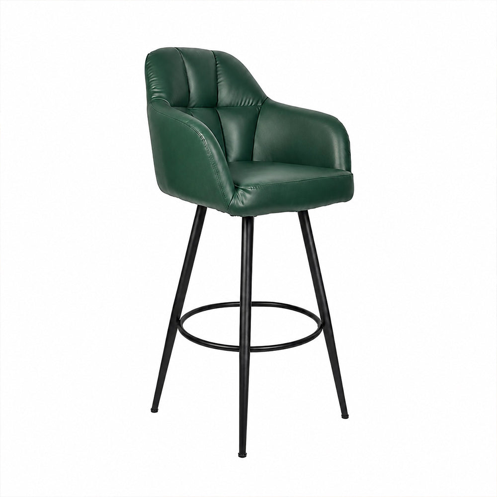 Green Faux Leather Tufted Bar Stool