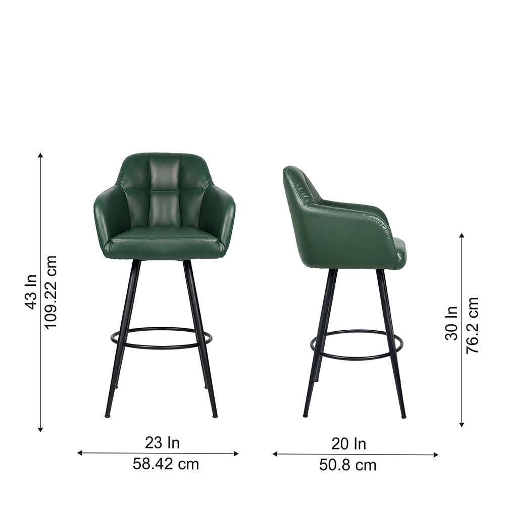 Green Faux Leather Tufted Bar Stool
