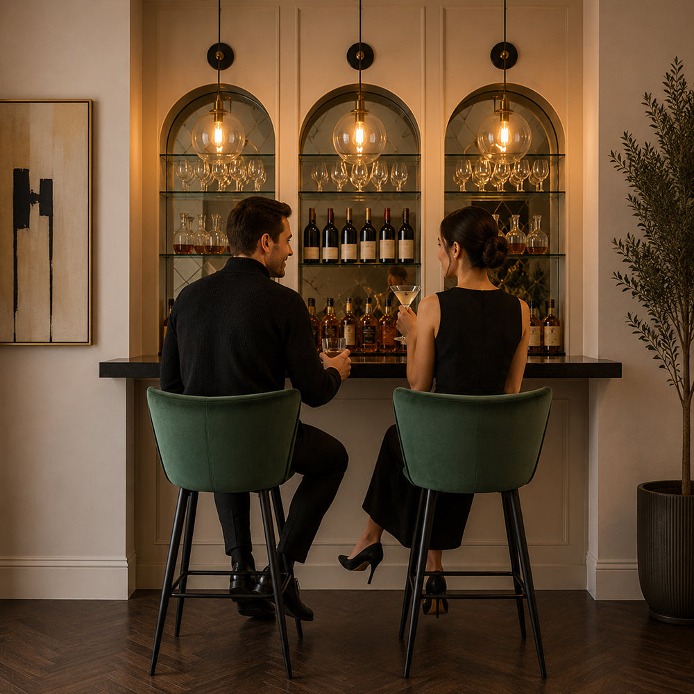 Green Velvet Bar Stool