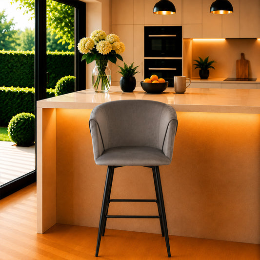 Grey Velvet Bar Stool