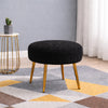 Luna Bouclé Black Ottoman - Gold Legs