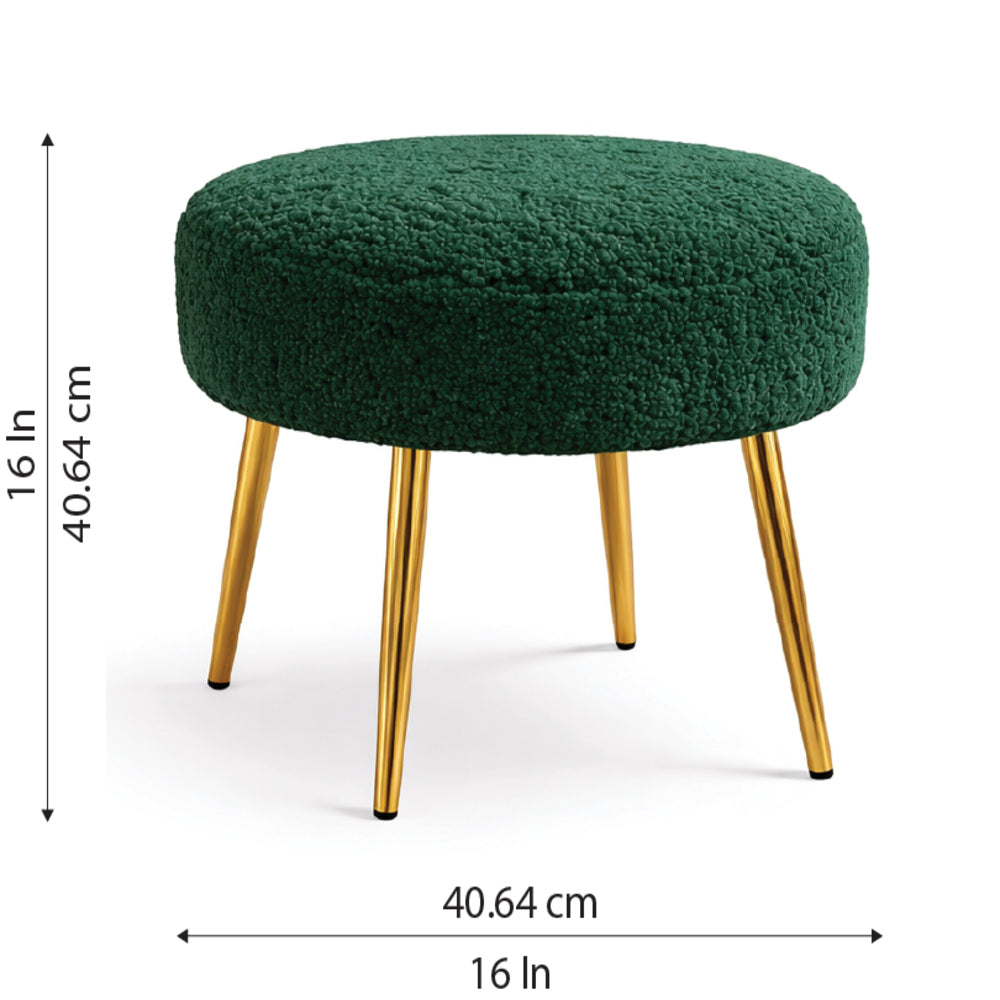 Luna Bouclé Green Ottoman - Gold Legs