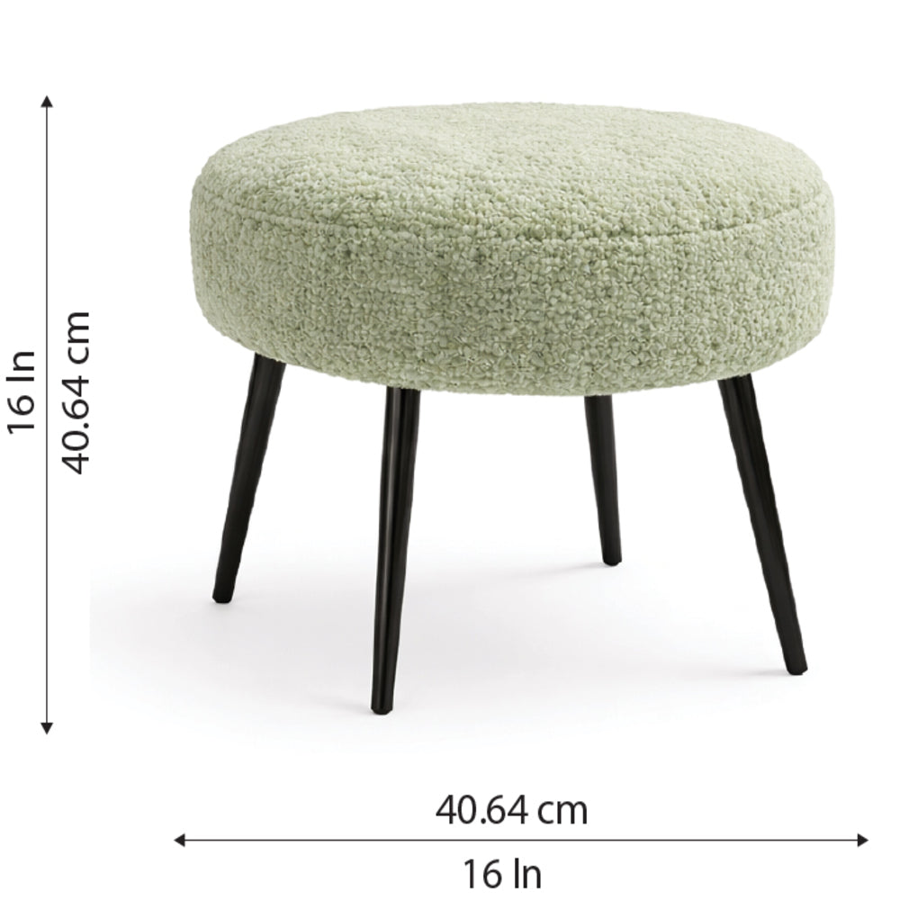 Luna Bouclé Sage Ottoman - Black Legs
