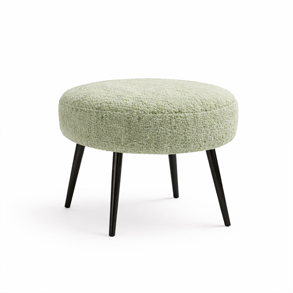 Luna Bouclé Sage Ottoman - Black Legs