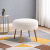 Luna Bouclé White Ottoman - Gold Legs