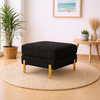 Luxe Black Bouclé Ottoman - Gold Legs