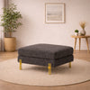Luxe Grey Bouclé Ottoman - Gold Legs