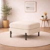 Luxe White Bouclé Ottoman - Black Legs