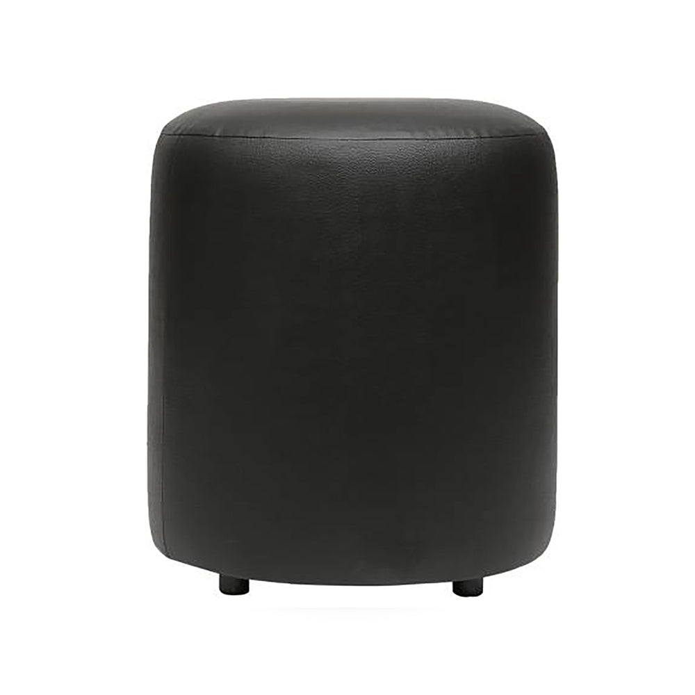 Mary Black Leather Round Ottoman