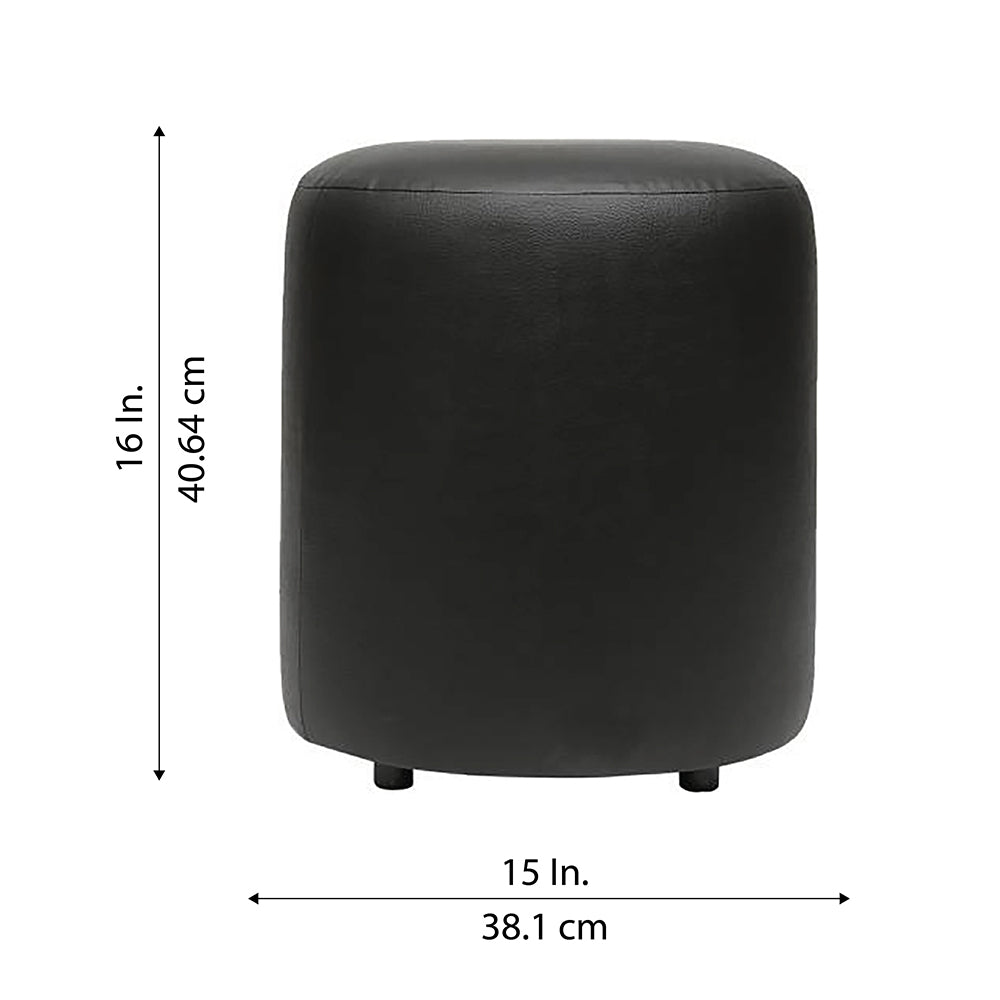 Mary Black Leather Round Ottoman