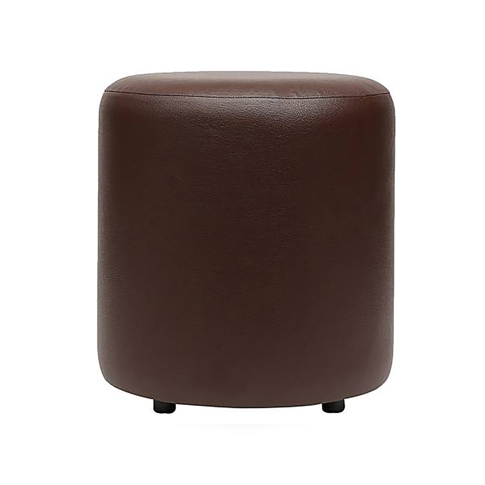 Mary Brown Leather Round Ottoman