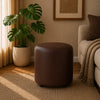 Mary Brown Leather Round Ottoman
